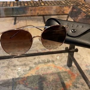 DIFF Rory Gold Brown Gradient Sunglasses